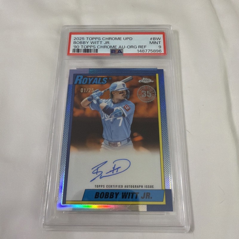Bobby Witt Jr Auto 2025 Topps Chrome Update 35th Orange /25 Royals PSA 9