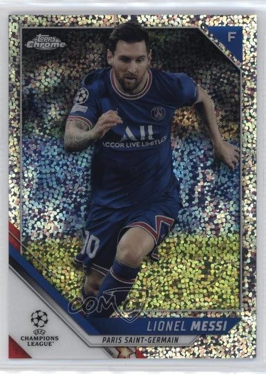 2021 Topps Chrome UEFA Champions League Speckle Refractor Lionel Messi #100 14tf