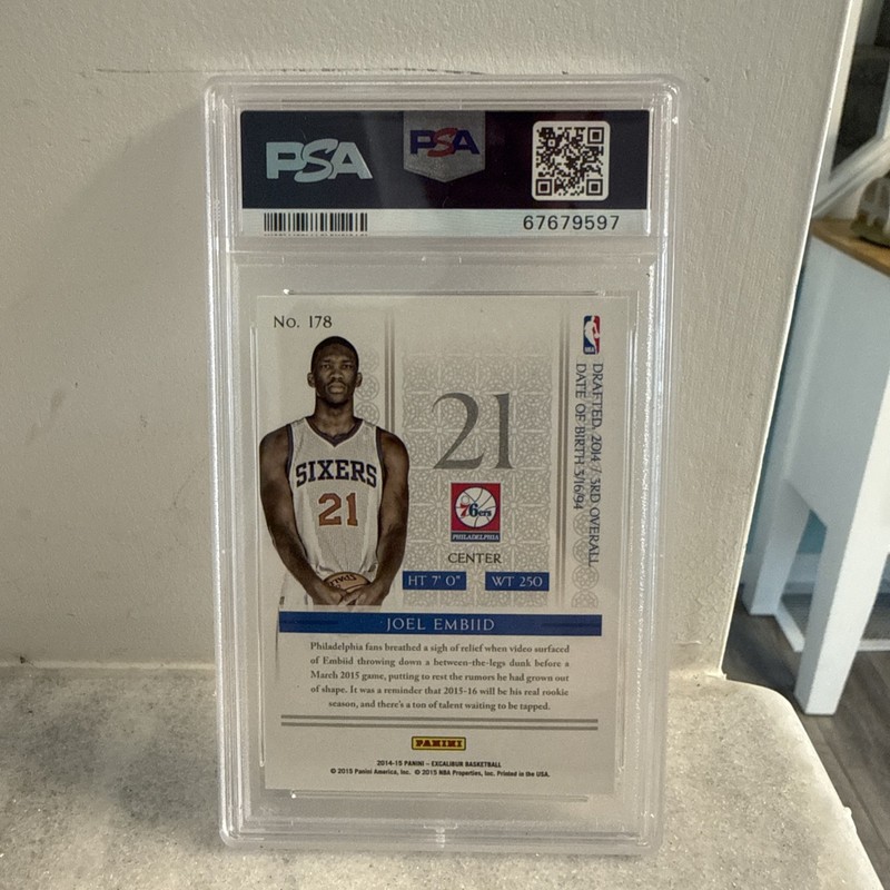 2014 Panini Excalibur Joel Embiid  #178 PSA 10 MINT view 2