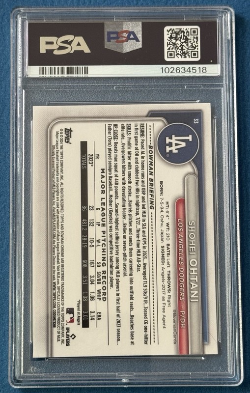 2024 BOWMAN MEGA BOX CHROME #33 SHOHEI OHTANI PSA 6 view 2