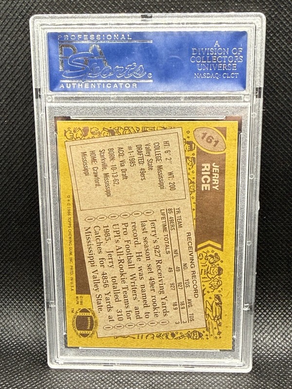 Topps 1986 Jerry Rice Rookie Card #161 PSA 7.5 49ers NFL view 2