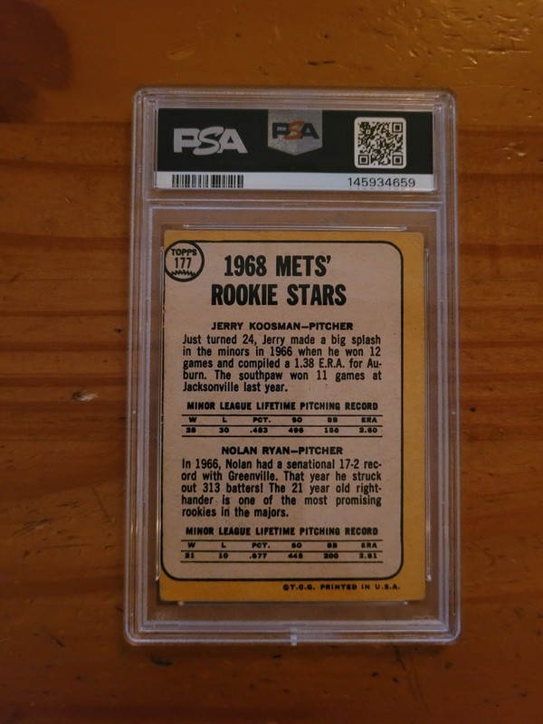 1968 Topps #177 Nolan Ryan Rookie Card w/Jerry Koosman PSA 2 Good RC HOF view 2