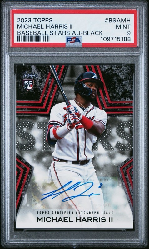 2023 Topps Series 1 Michael Harris Baseball Stars Red Auto /199 PSA 9 Rookie RC