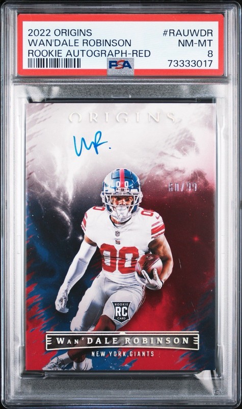 2022 Panini Origins Wan’dale Robinson Red Auto /99 PSA 8 Rookie RC Titans view 1