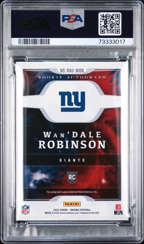 2022 Panini Origins Wan’dale Robinson Red Auto /99 PSA 8 Rookie RC Titans view 2
