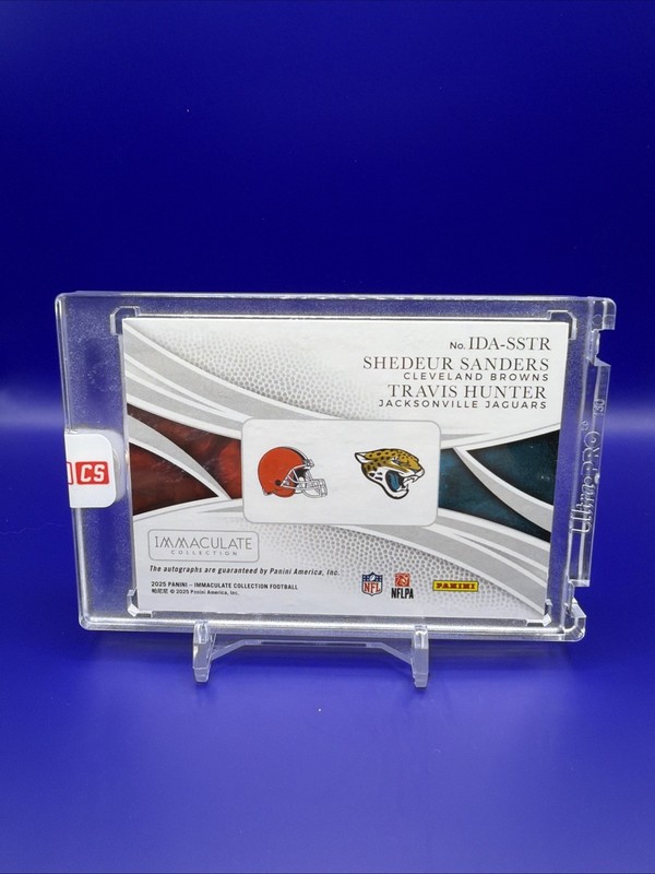 2025 Panini Immaculate - Shedeur Sanders / Travis Hunter Dual On Card Auto /25 view 2