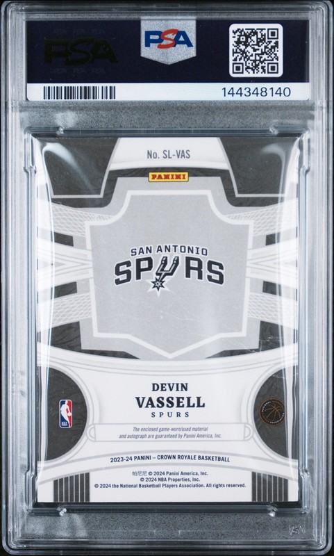 2023 Panini Crown Royale Silhouettes Devin Vassell 1/1 Nike Patch Auto Game Worn view 2