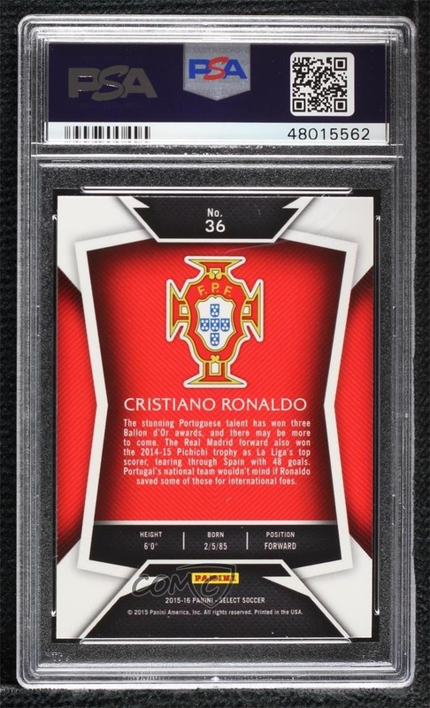 2015-16 Panini Select Cristiano Ronaldo #36 PSA 10 GEM MT view 2