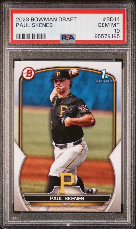 PAUL SKENES 1st 2023 Bowman Draft Paper PIRATES Rookie Card RC PSA 10 GEM MINT