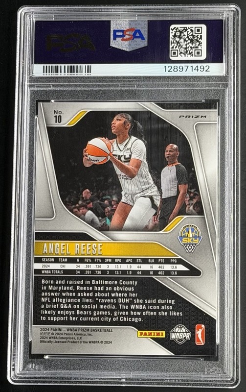 2024 Panini Prizm WNBA - Angel Reese #10 White Sparkle Prizm (RC) PSA 9 - NO 10s view 2