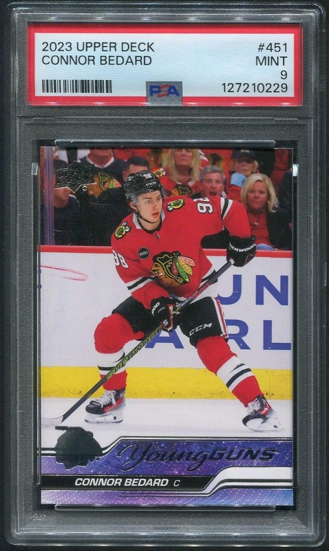 2023/24 Upper Deck Hockey #451 Connor Bedard Young Guns Rookie PSA 9 (MINT)