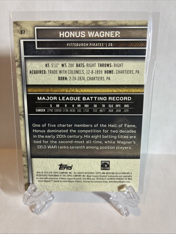 2025 Topps Museum Collection - Honus Wagner #87 Pink Sapphire /199 view 2