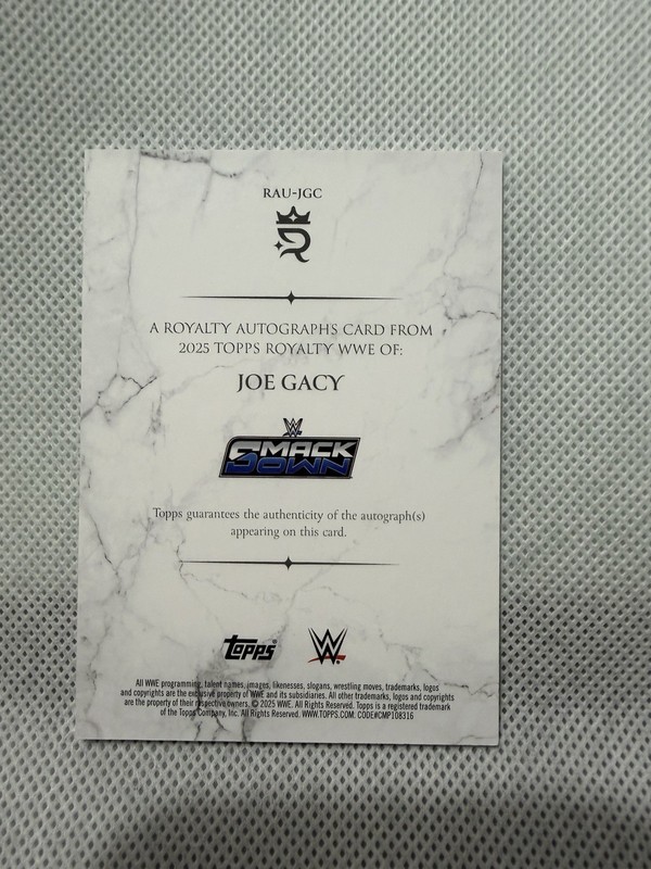 2025 Topps Royalty WWE Joe Gacy #RAU-JGC Royalty Auto #d /99 view 2