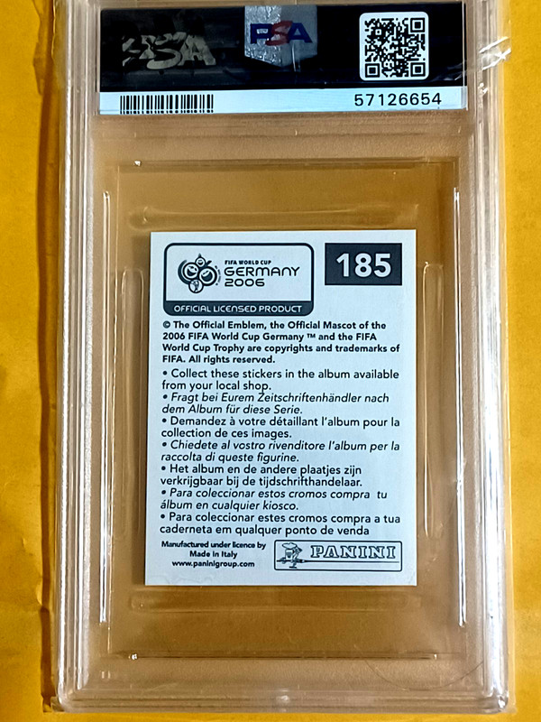 2006 Panini World Cup #185 LIONEL MESSI Germany Sticker RC PSA 8 NM-MT view 2