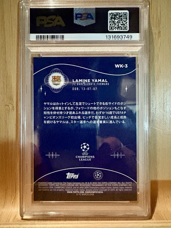 2023-24 Topps Japan Edition Lamine Yamal PSA 10 Wonderkids Rookie Card #WK-3 RC view 2