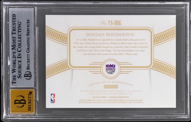 2019 Panini Flawless Bogdan Bogdanovic 1/1 Patch Auto Platinum Game Worn BGS 8 view 2