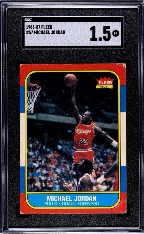 1986-87 Fleer Michael Jordan Rookie RC #57 Bulls SGC 1.5 view 2