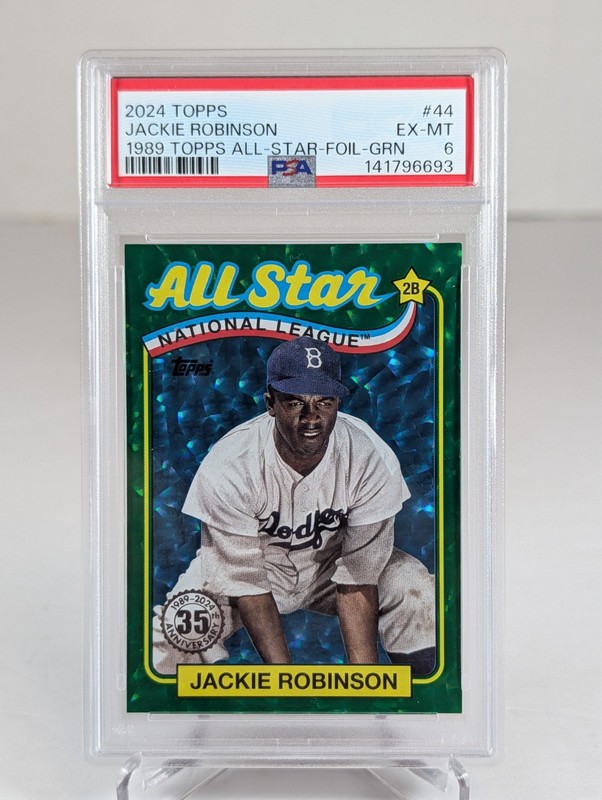 Jackie Robinson #44 2024 Topps 1989 All-Star-Foil Green Card Graded PSA 6 EX-MT