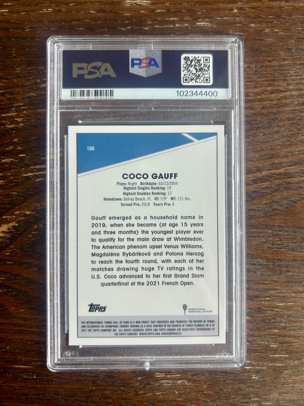 2021 Topps Chrome Sapphire Edition Coco Gauff PSA 10 view 2