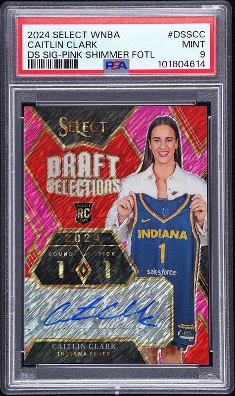 2024 Panini Select WNBA Caitlin Clark PSA 9 Pink Shimmer Rookie Auto 1/5 1st Prn