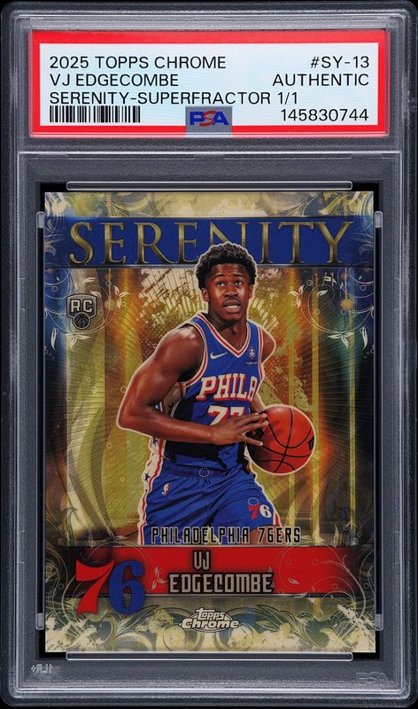 2025 Topps Chrome Serenity VJ Edgecombe 1/1 PSA Authentic Rookie Superfractor