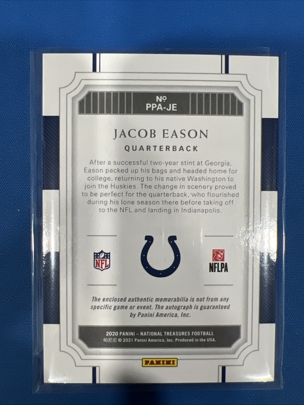 RC Auto #/99 🔥 2020 Panini National Treasures - Prodigy Patch Jacob Eason view 2