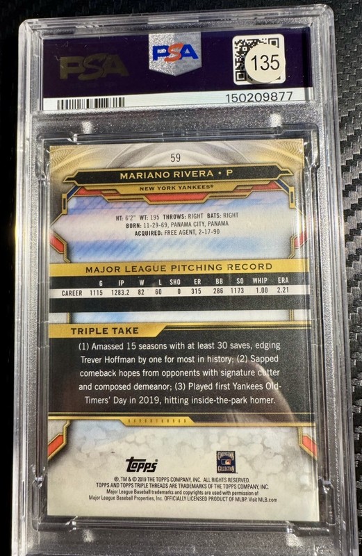 Mariano Rivera /50 Topps 2019 PSA 9 #59 Onyx New York Yankees POP 1!🔥 view 2