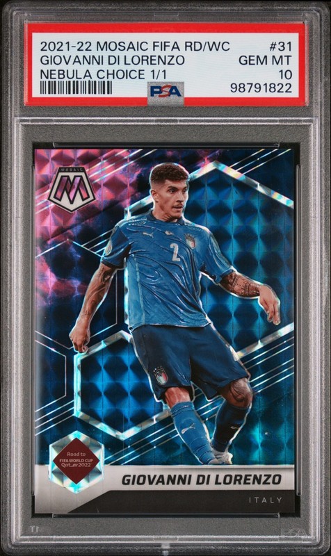 Giovanni Di Lorenzo 2021-2022 Mosaic Fifa Road To World Cup Nebula 1/1 PSA 10