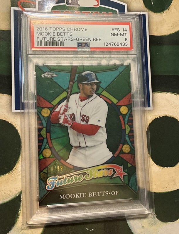 2016 Topps Chrome Mookie Betts Future Stars Green Refractor /99 PSA 8