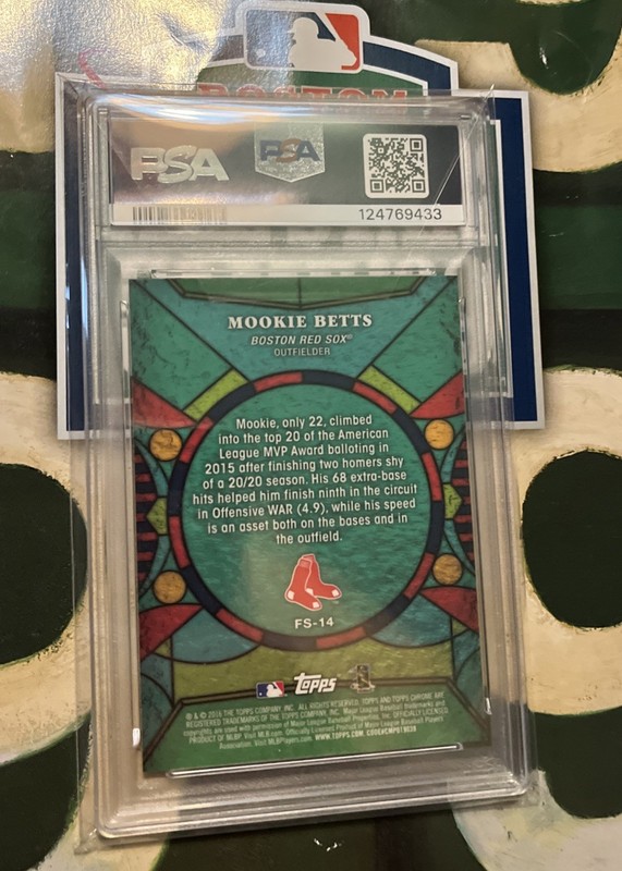 2016 Topps Chrome Mookie Betts Future Stars Green Refractor /99 PSA 8 view 2