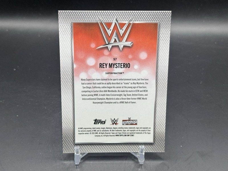 2026 Topps Chrome WWE Rey Mysterio #97 Superfractor 1/1 view 2