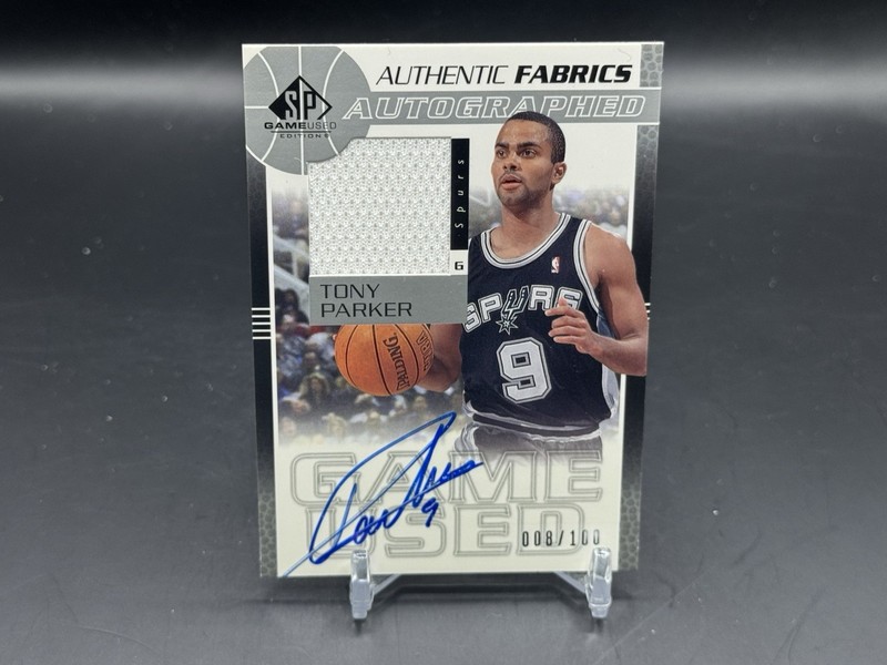 2003 SP Game Used Authentic Frabrics Tony Parker Patch Auto /100 HOF