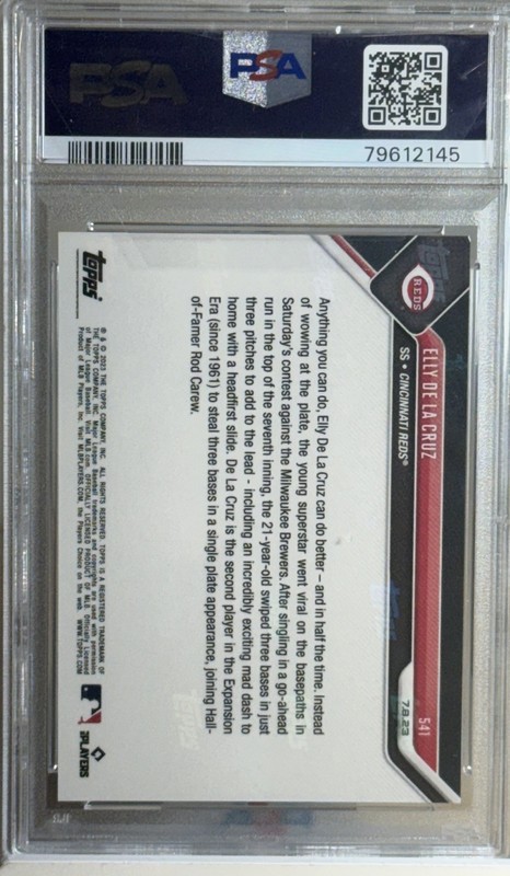Topps 2023 Now Call-Up Elly De La Cruz Rookie #541 Cincinnati Reds PSA 9 view 2