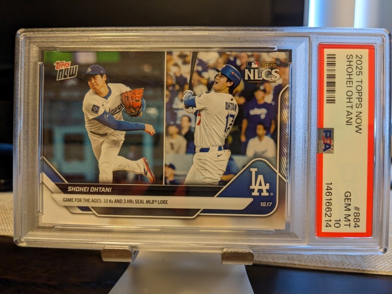 2025 Topps Now - NLCS Shohei Ohtani #884 PSA 10 GEM MINT 3-HR,  10 Strikeouts 💎 view 2