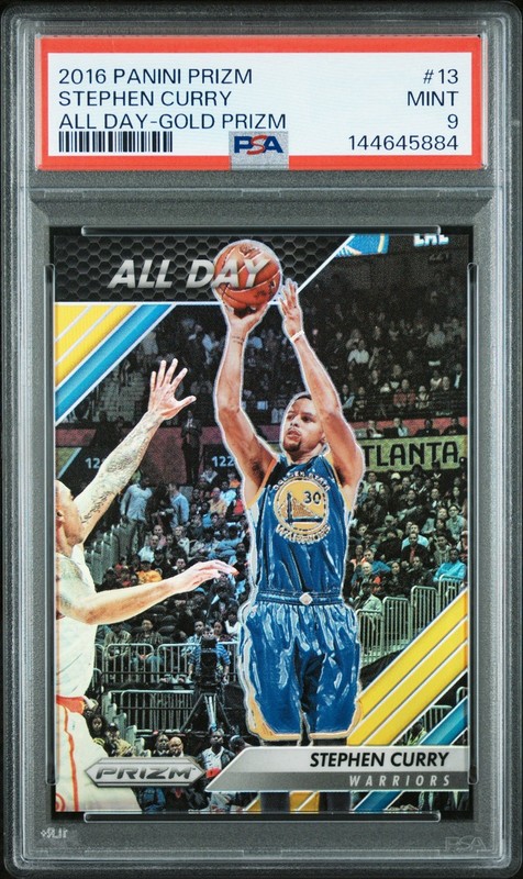 2016 Panini Prizm Stephen Curry All Day Gold Prizm /10 #13 PSA 9