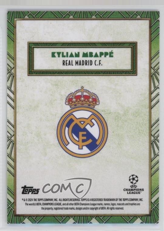 2024-25 Topps Deco UEFA Club Competitions Green 83/99 Kylian Mbappe 0t9q view 2