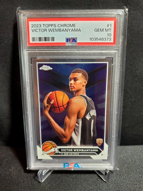 #2 2023 Topps Chrome #1 Victor Wembanyama Spurs RC Rookie PSA 10 GEM MINT view 2