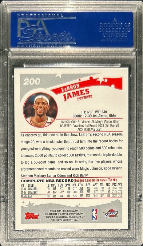 2005-06 Topps LeBron James PSA 9 #200 view 2