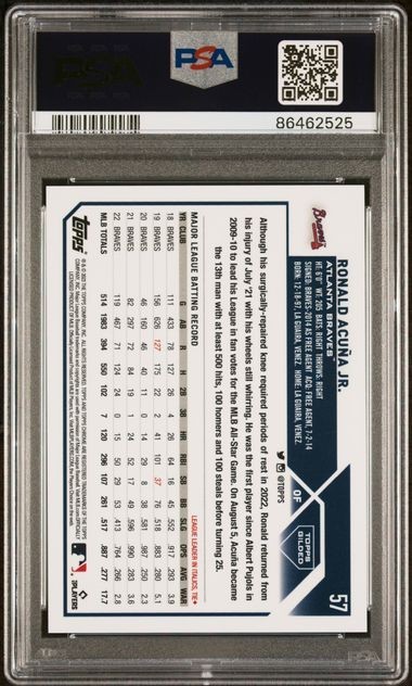 2023 Topps Chrome Gilded Ronald Acuna Jr LAVA GOLD /10 PSA 10 view 2