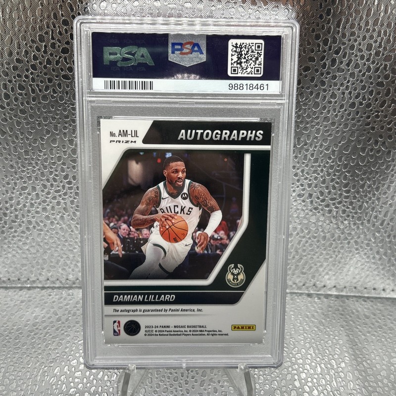 2023 Panini Mosaic Damian Lillard Autograph-Choice PSA GEM MT 10 view 2