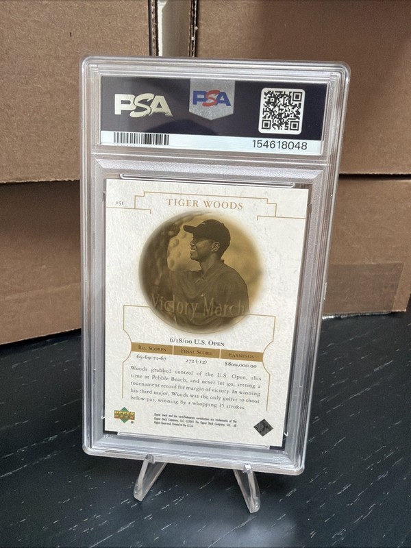2001 Upper Deck Golf Tiger Woods #151 Victory March PSA 10 view 2