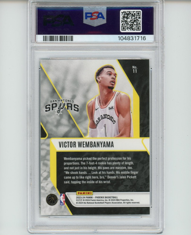 PSA 10 | Victor Wembanyama 2023-24 Panini Phoenix Fade to Black ROOKIE RC SP GEM view 2