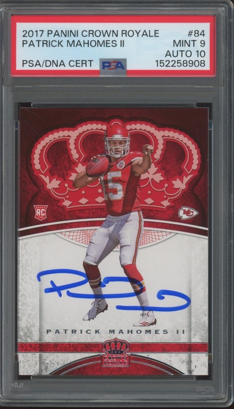 2017 Panini Crown Royale #84 Patrick Mahomes II RC Rookie Mint PSA 9 10 Auto 