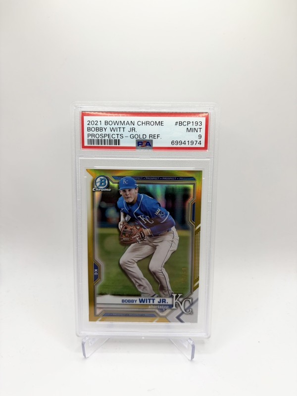 BOBBY WITT JR 2021 Bowman Chrome Gold Refractor /50 PSA 9 #BCP193 Royals