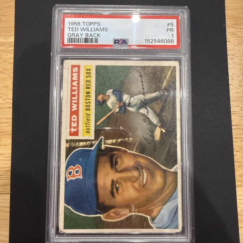1956 Topps - Ted Williams #5 Gray Back—PSA 1–rare—Boston Red Sox