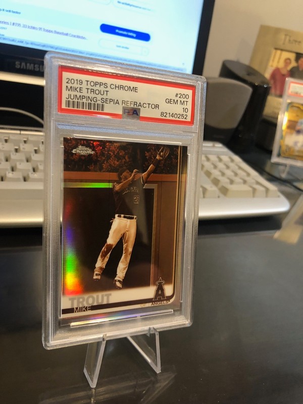2019 Topps Chrome #200 Mike Trout Sepia Refractor PSA 10 view 2