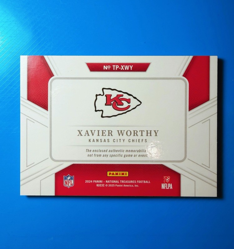 2024 Panini National Treasures Xavier Worthy 1/1 Shield Rookie view 2