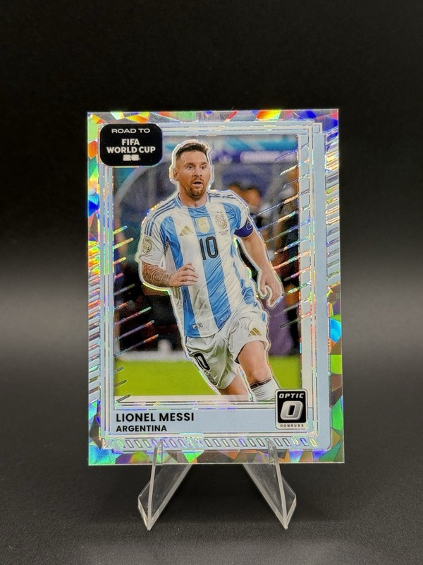 2025 Panini Donruss Optic Road To FIFA World Cup Lionel Messi Cracked Ice Prizm