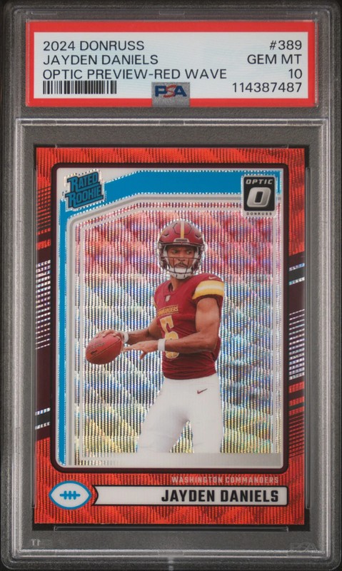 2024 Panini Donruss Jayden Daniels #389 PSA 10 Red Wave Rated Rookie RC