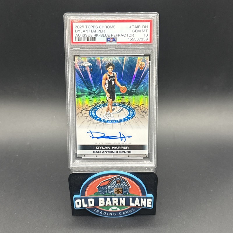 2025 Topps Chrome - Auto Issue Rookies Dylan Harper - Blue Refractor /150 PSA 10